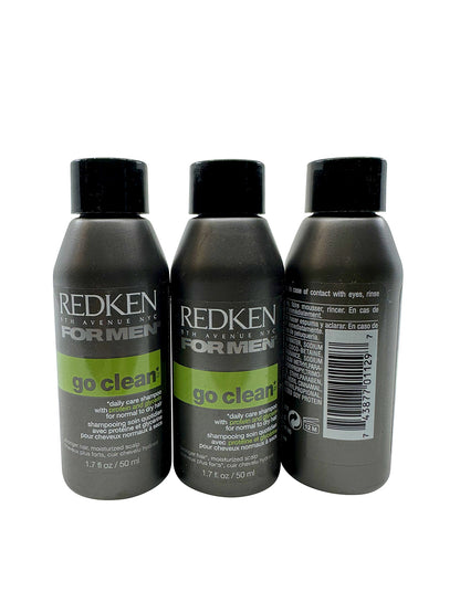 Redken For Men Go Clean Daily Care Shampoo 1.7 OZ Set of 3