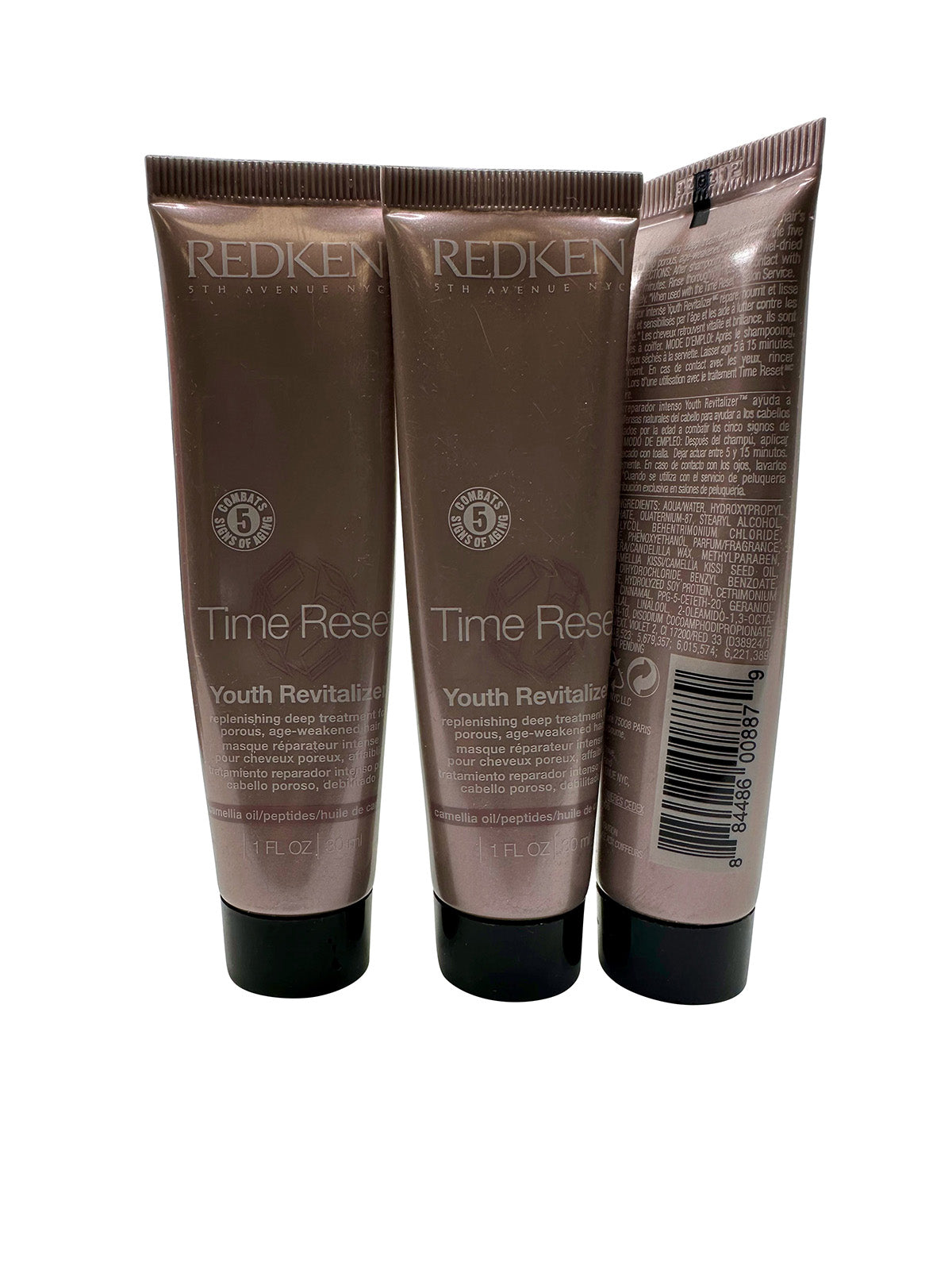 Redken Time Reset Replenishing Treatment Mask Porous Weakened Hair 1 OZ 3 pack