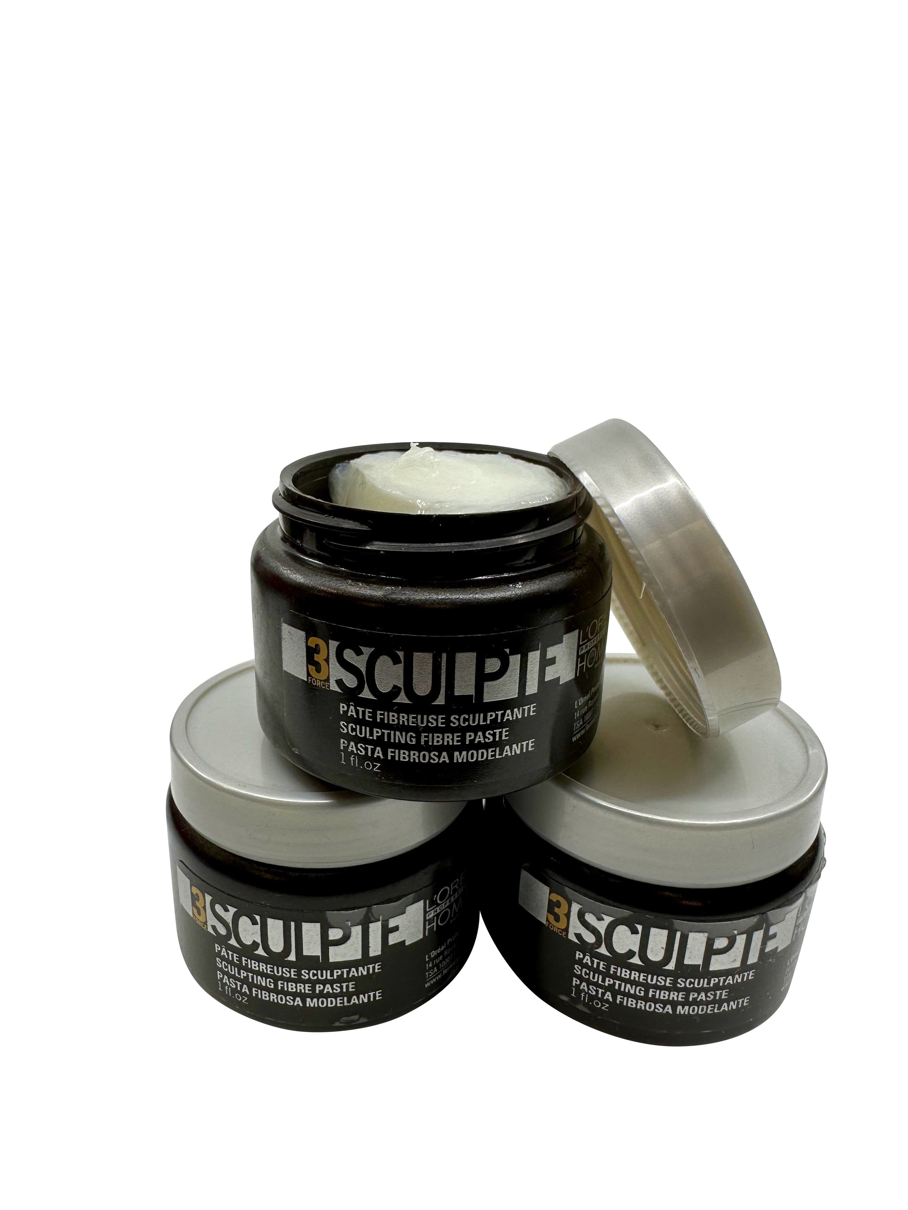 L'Oreal Homme 3 Force Sculpte Sculpting Fiber Paste 1 OZ Set of 3