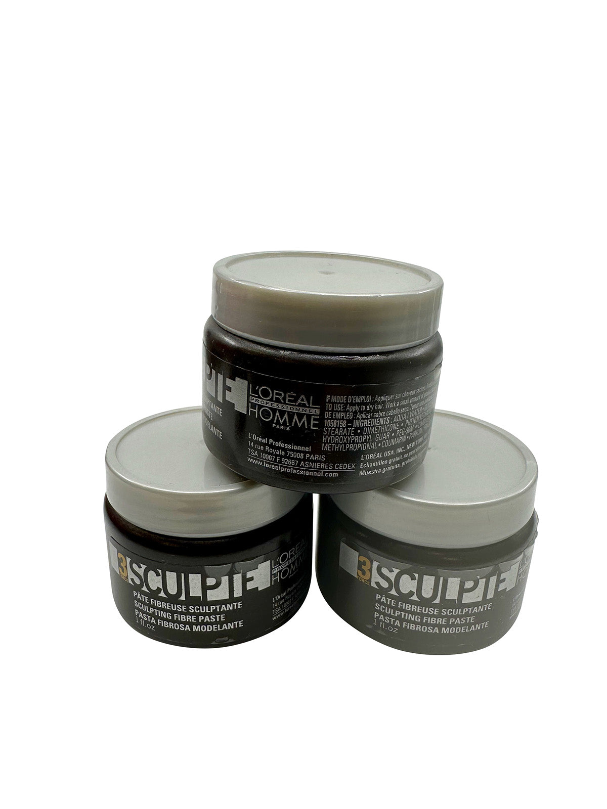 L'Oreal Homme 3 Force Sculpte Sculpting Fiber Paste 1 OZ Set of 3