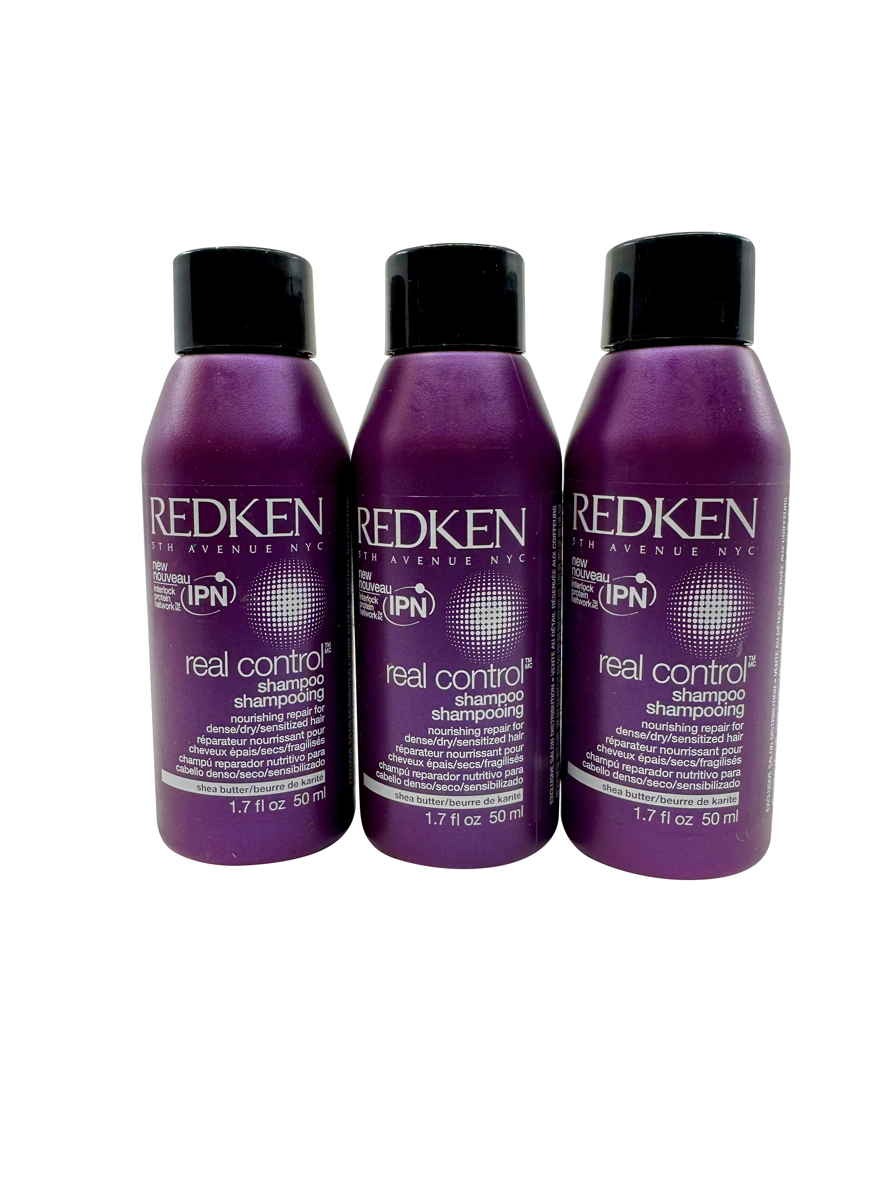 Redken Real Control Nourishing Shampoo Dry & Damaged Hair 1.7 OZ Set of 3