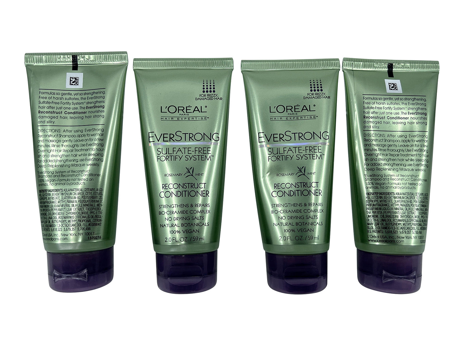 L'Oreal Everstrong Sulfate Free Conditioner Frizzy & Damaged Hair 2 OZ Set of 4