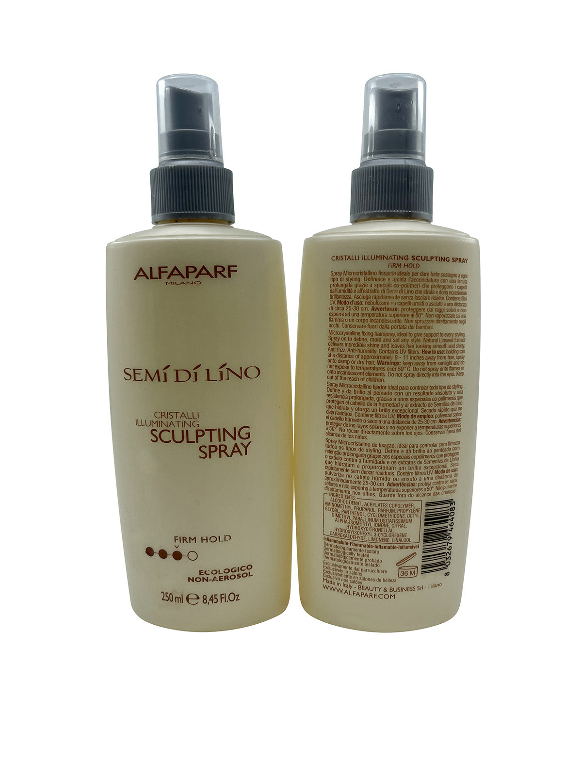 Alfaparf Semi Di Lino Cristalli Sculpting Spray Firm Hold 8.45 OZ Set of 2