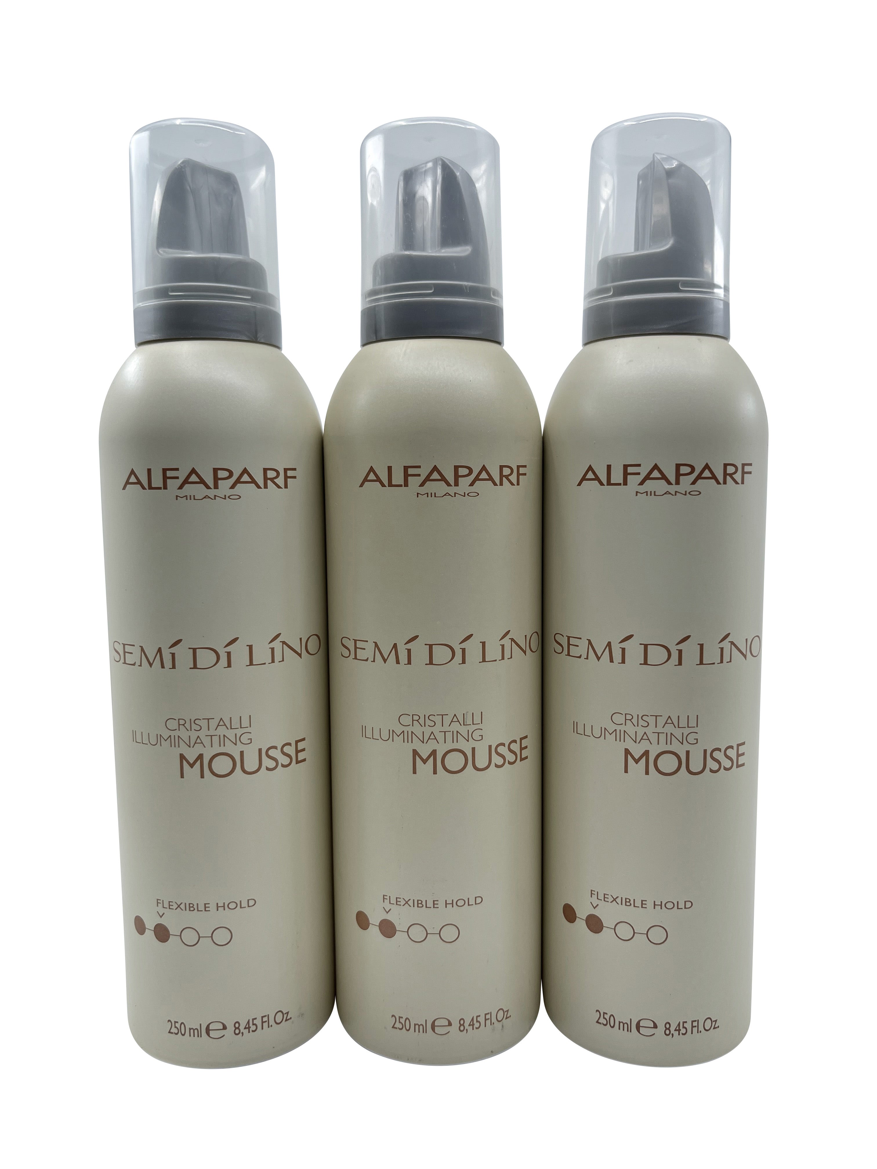 Alfaparf Semi Di Lino Cristalli Illuminating Mousse Flexible Hold 8.45 OZ 3 pack