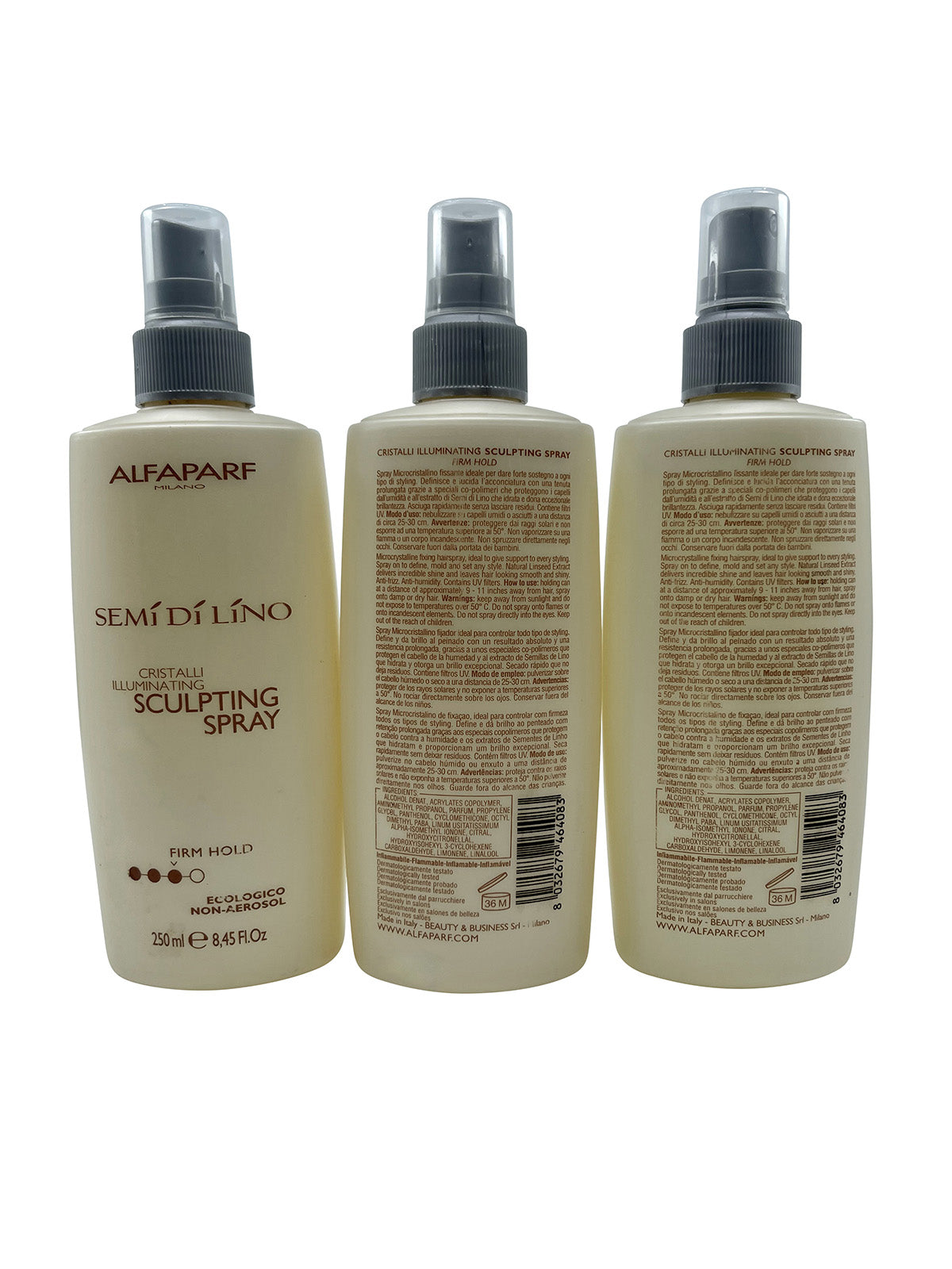 Alfaparf Semi Di Lino Cristalli Sculpting Spray Firm Hold 8.45 OZ Set of 3