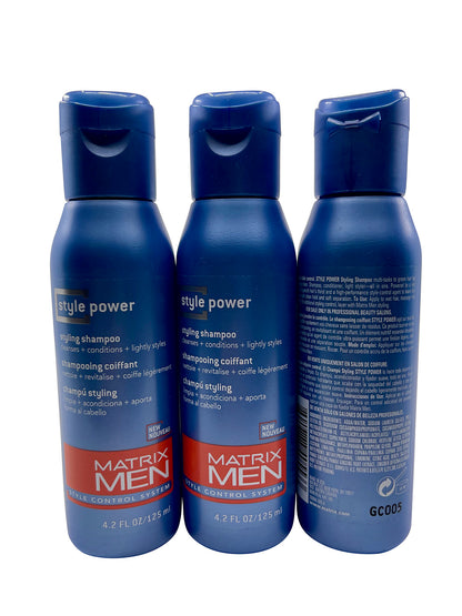 Matrix Men Style Power Styling Shampoo 4.2 OZ Set of 3