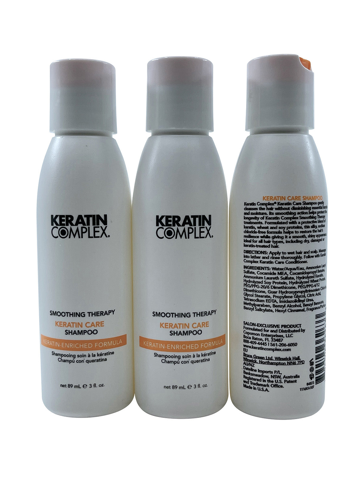 Keratin Complex Smoothing Therapy Keratin Care Shampoo 3 OZ Set of 3