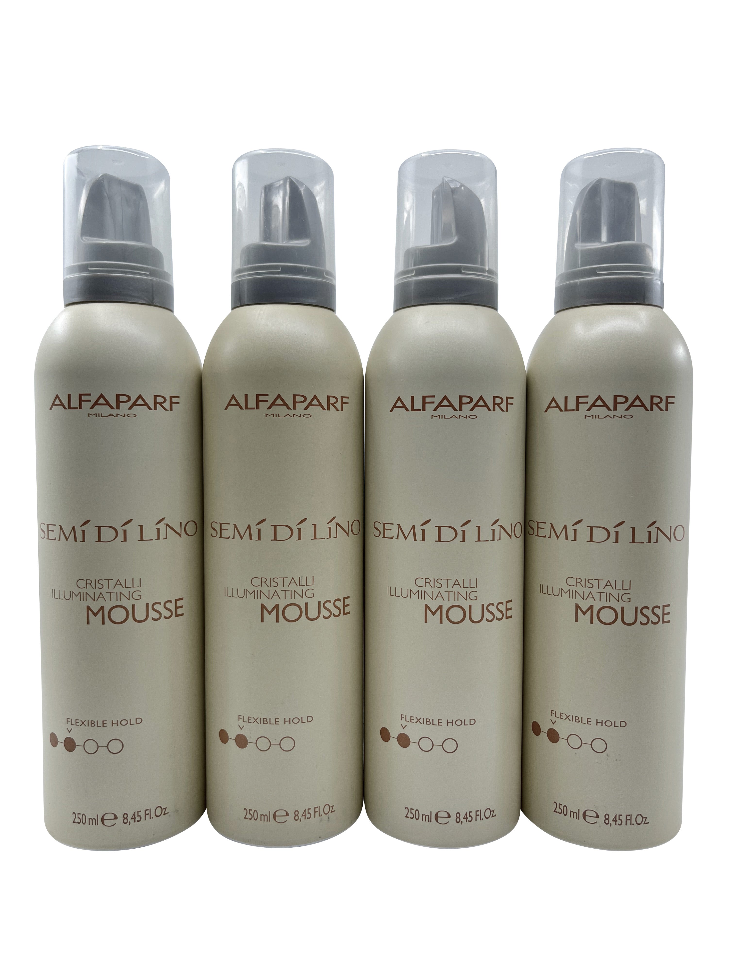 Alfaparf Semi Di Lino Cristalli Illuminating Mousse Flexible Hold 8.45 OZ 4 pack