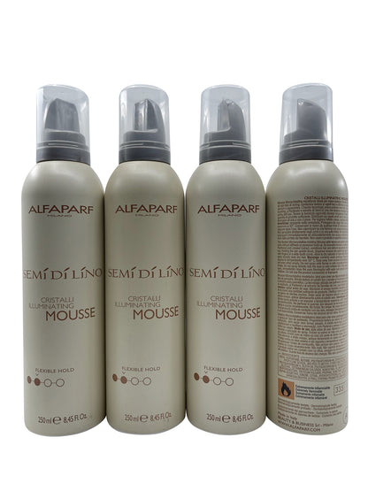 Alfaparf Semi Di Lino Cristalli Illuminating Mousse Flexible Hold 8.45 OZ 4 pack