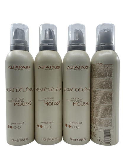 Alfaparf Semi Di Lino Cristalli Illuminating Mousse Flexible Hold 8.45 OZ 4 pack