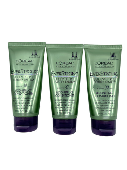 L'Oreal Everstrong Sulfate Free Conditioner Frizzy & Damaged Hair 2 OZ Set of 3