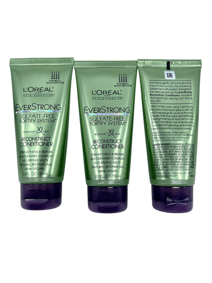 L'Oreal Everstrong Sulfate Free Conditioner Frizzy & Damaged Hair 2 OZ Set of 3