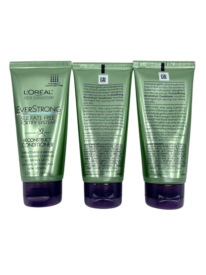 L'Oreal Everstrong Sulfate Free Conditioner Frizzy & Damaged Hair 2 OZ Set of 3