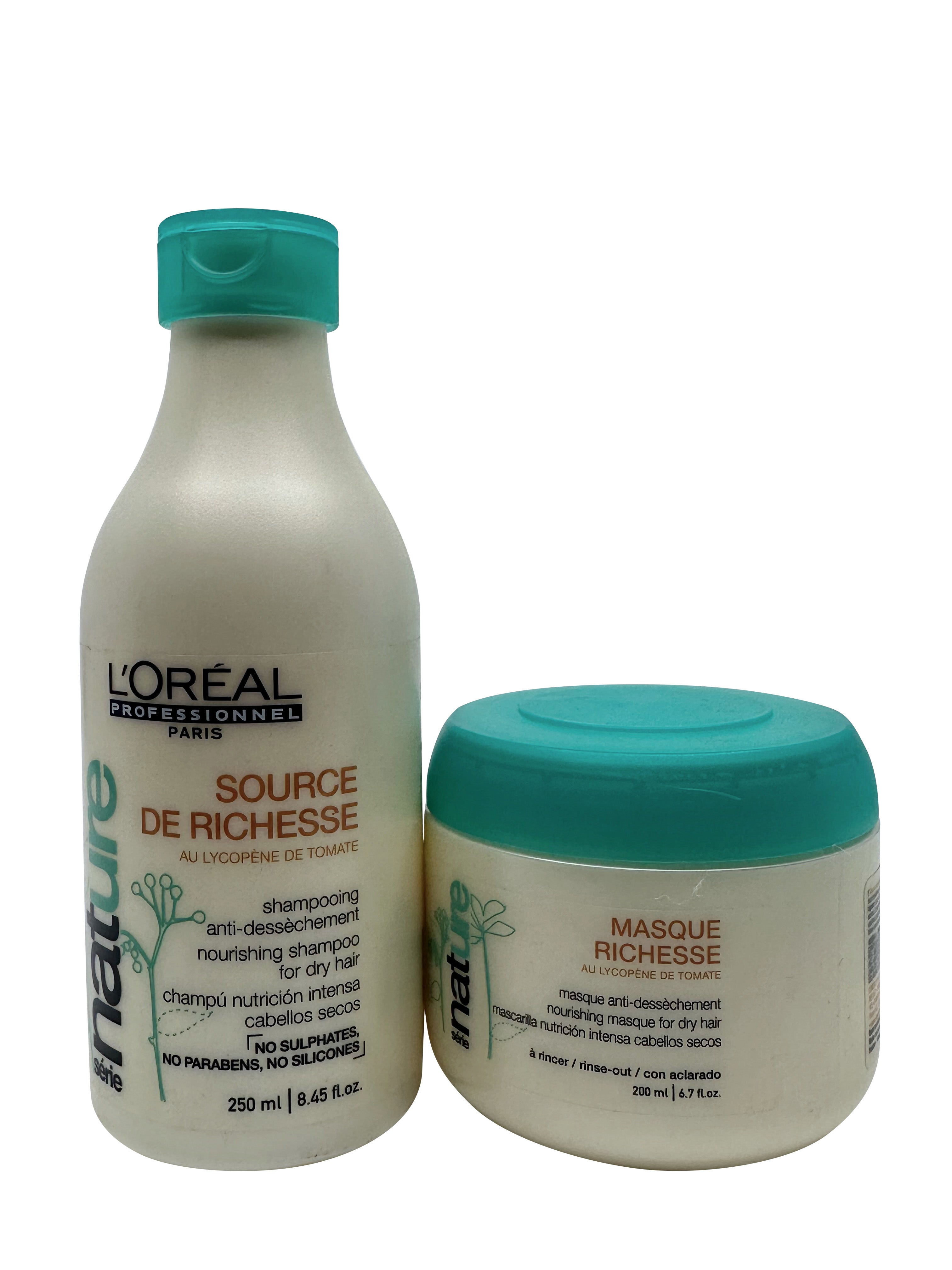 L'Oreal Source de Richesse Shampoo 8.45 OZ & Masque Richesse 6.7 OZ Set