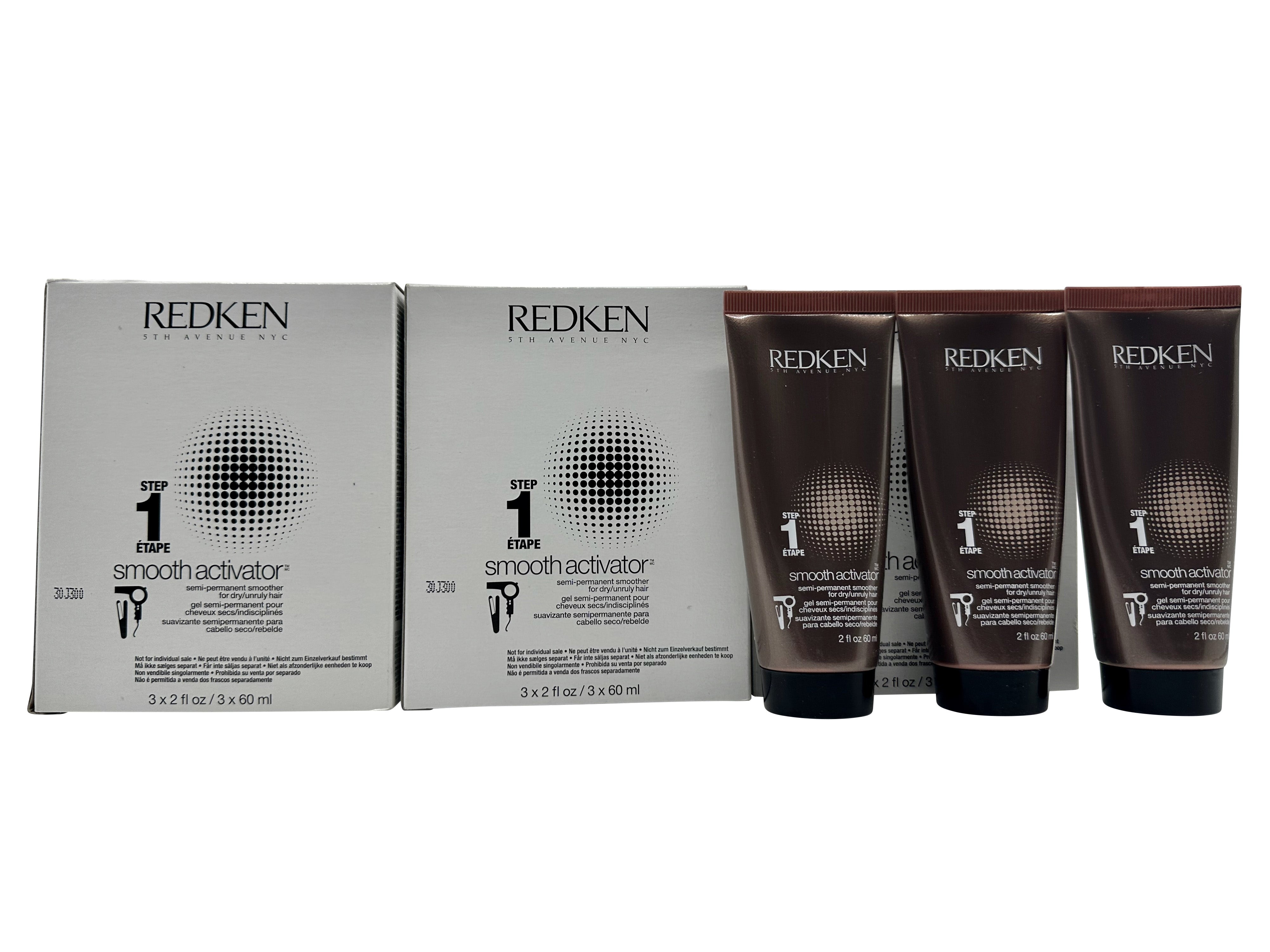 Redken Smooth Activator Step 1 Semi Permanent Smoother Dry Hair 2 OZ x 3 pk of 3