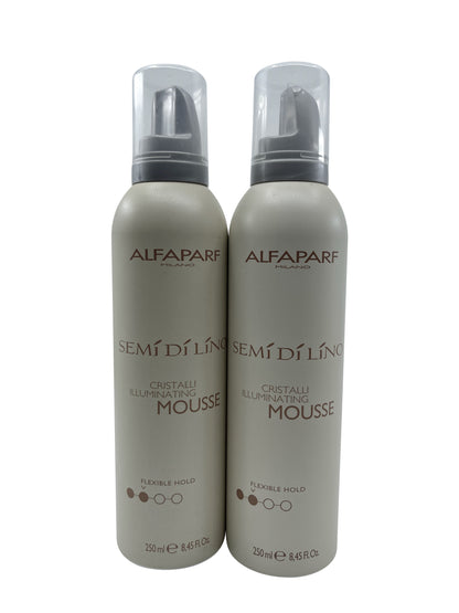 Alfaparf Semi Di Lino Cristalli Illuminating Mousse Flexible Hold 8.45 OZ 2 pack