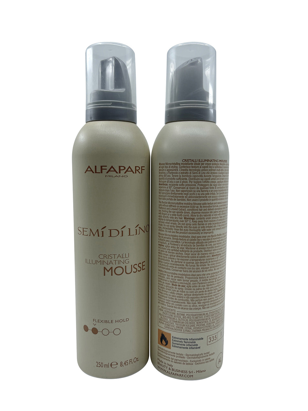 Alfaparf Semi Di Lino Cristalli Illuminating Mousse Flexible Hold 8.45 OZ 2 pack