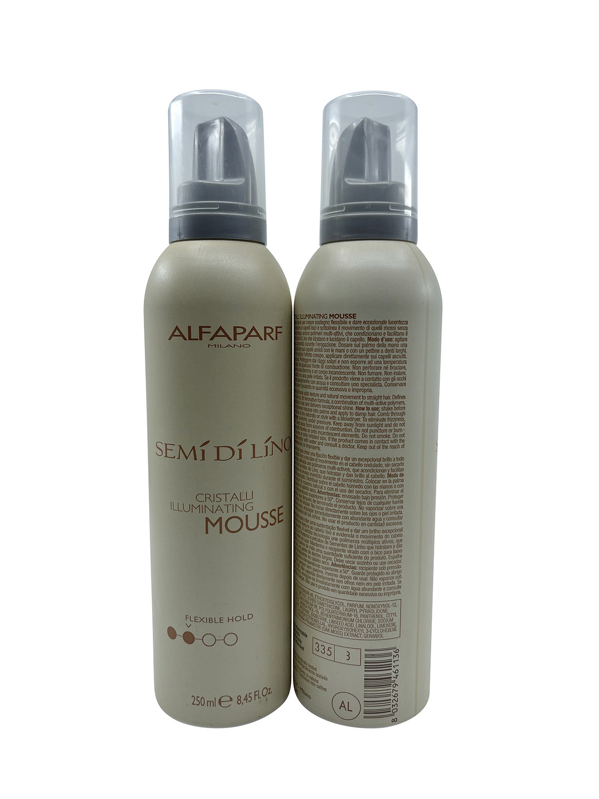 Alfaparf Semi Di Lino Cristalli Illuminating Mousse Flexible Hold 8.45 OZ 2 pack