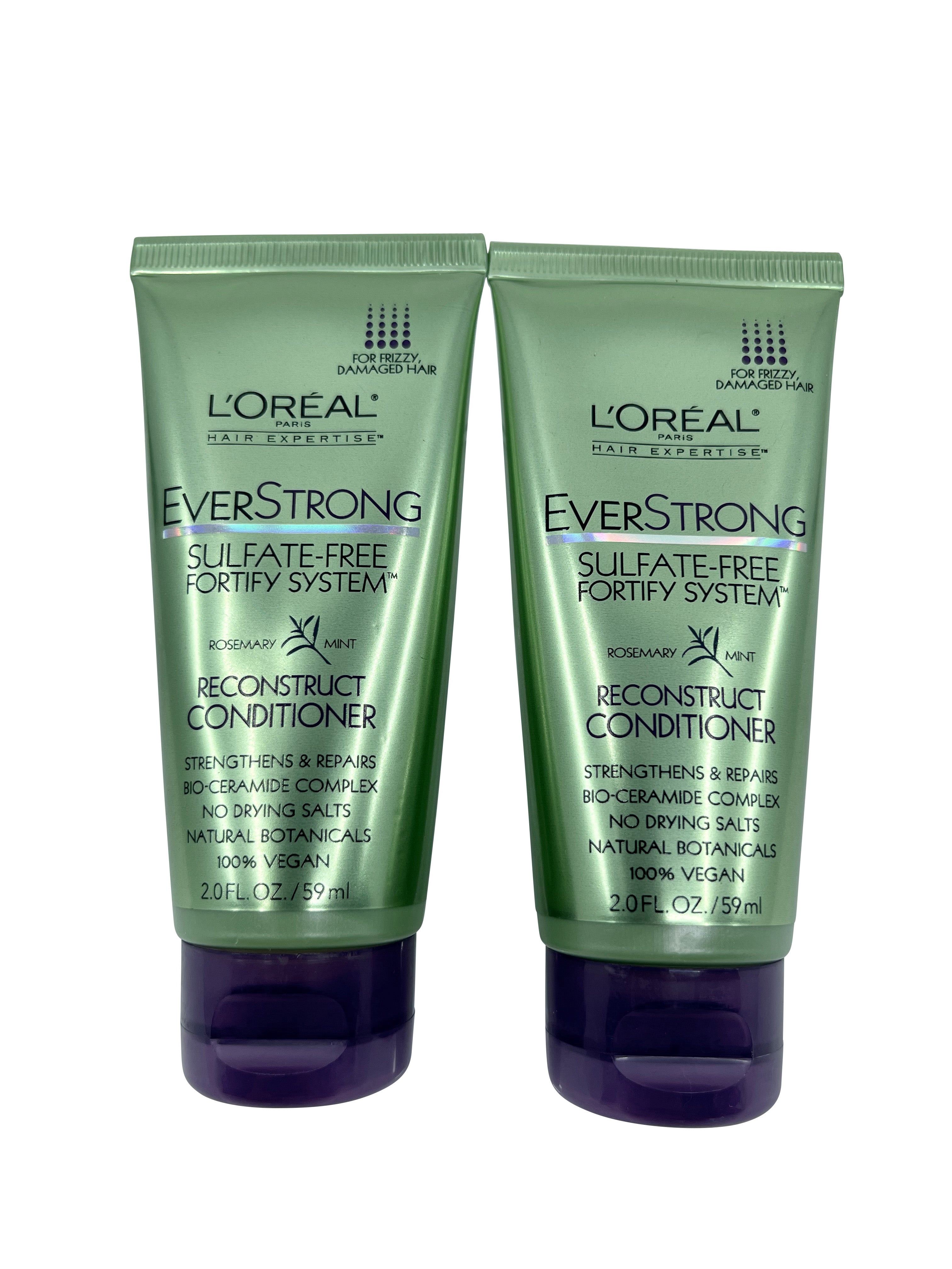 L'Oreal Everstrong Sulfate Free Conditioner Frizzy & Damaged Hair 2 OZ Set of 2