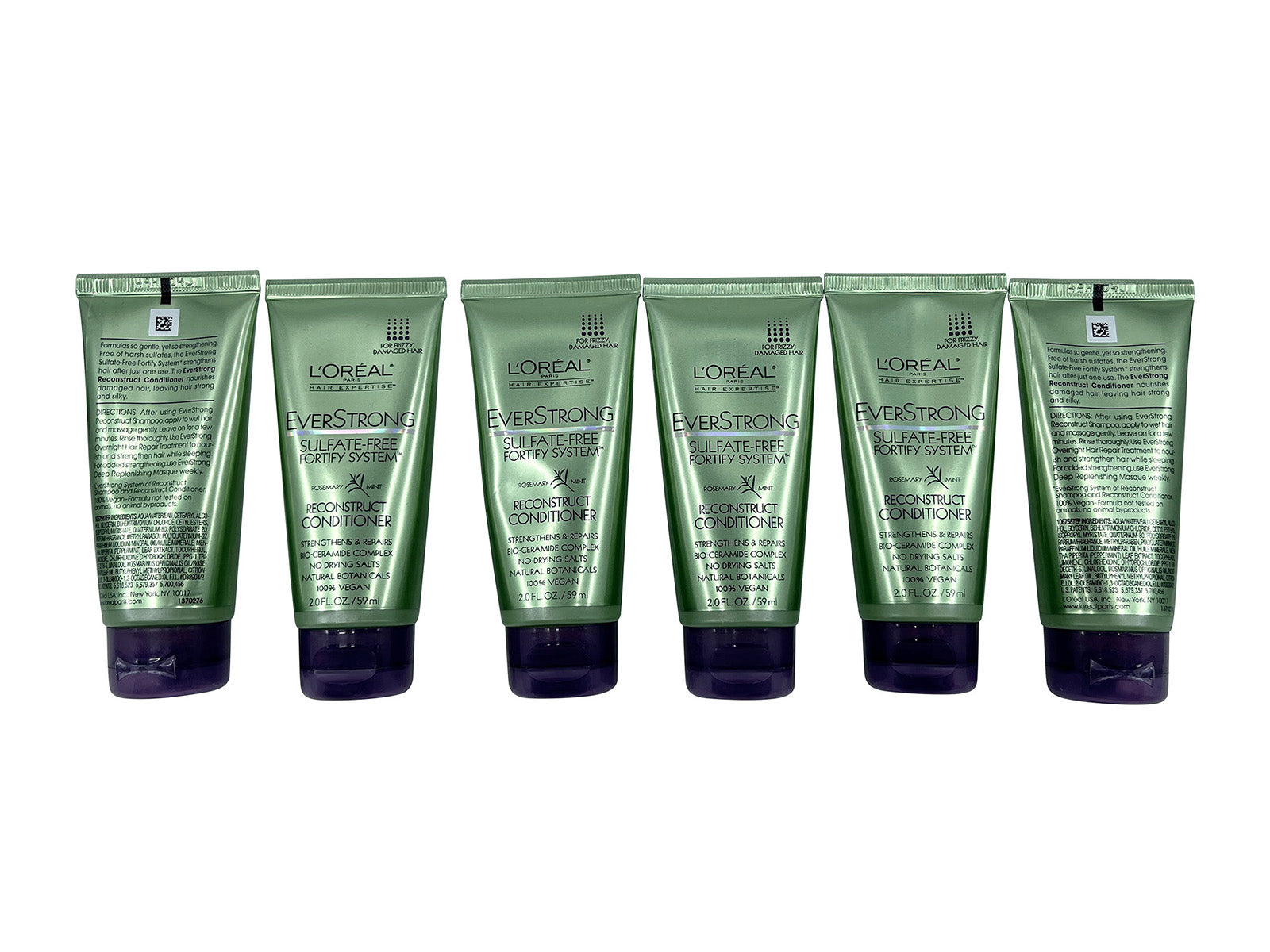 L'Oreal Everstrong Sulfate Free Conditioner Frizzy & Damaged Hair 2 OZ Set of 6