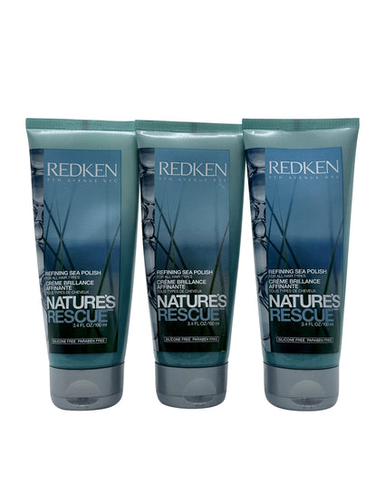 Redken Natures Rescue Refining Sea Polish 3.4 OZ All Hair Types Set of 3