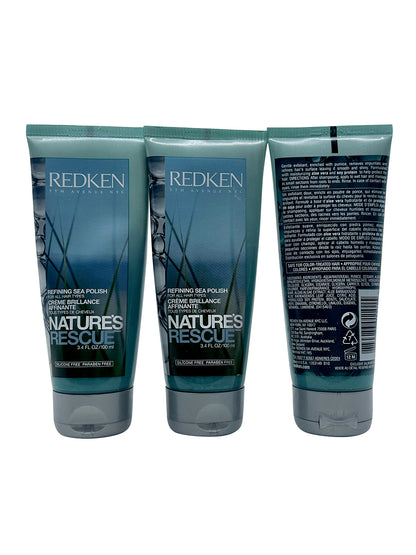 Redken Natures Rescue Refining Sea Polish 3.4 OZ All Hair Types Set of 3