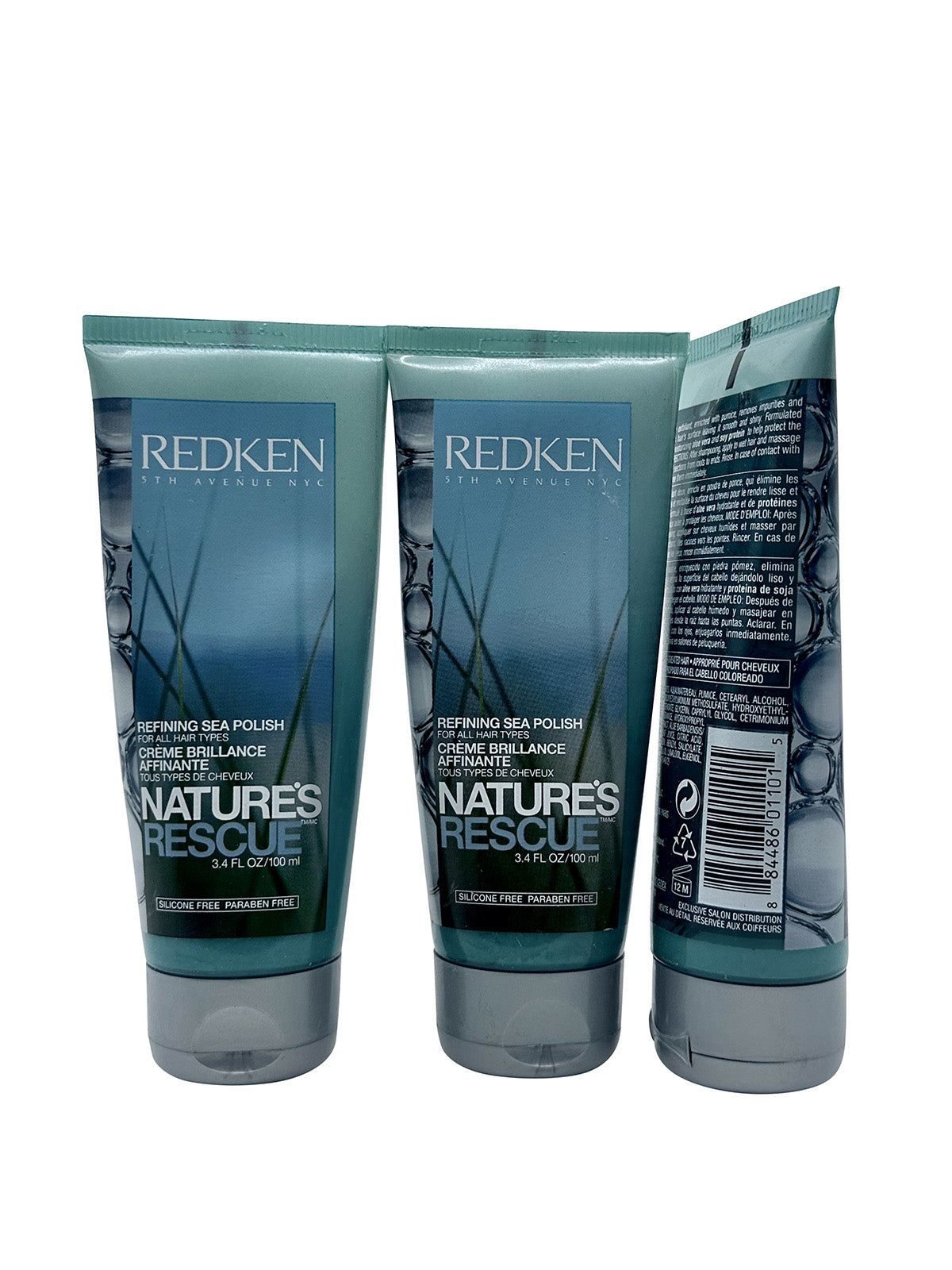 Redken Natures Rescue Refining Sea Polish 3.4 OZ All Hair Types Set of 3