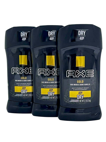 AXE Gold Oud Wood & Dark Vanilla Antiperspirant & Deodorant 2.7 OZ Set of 3