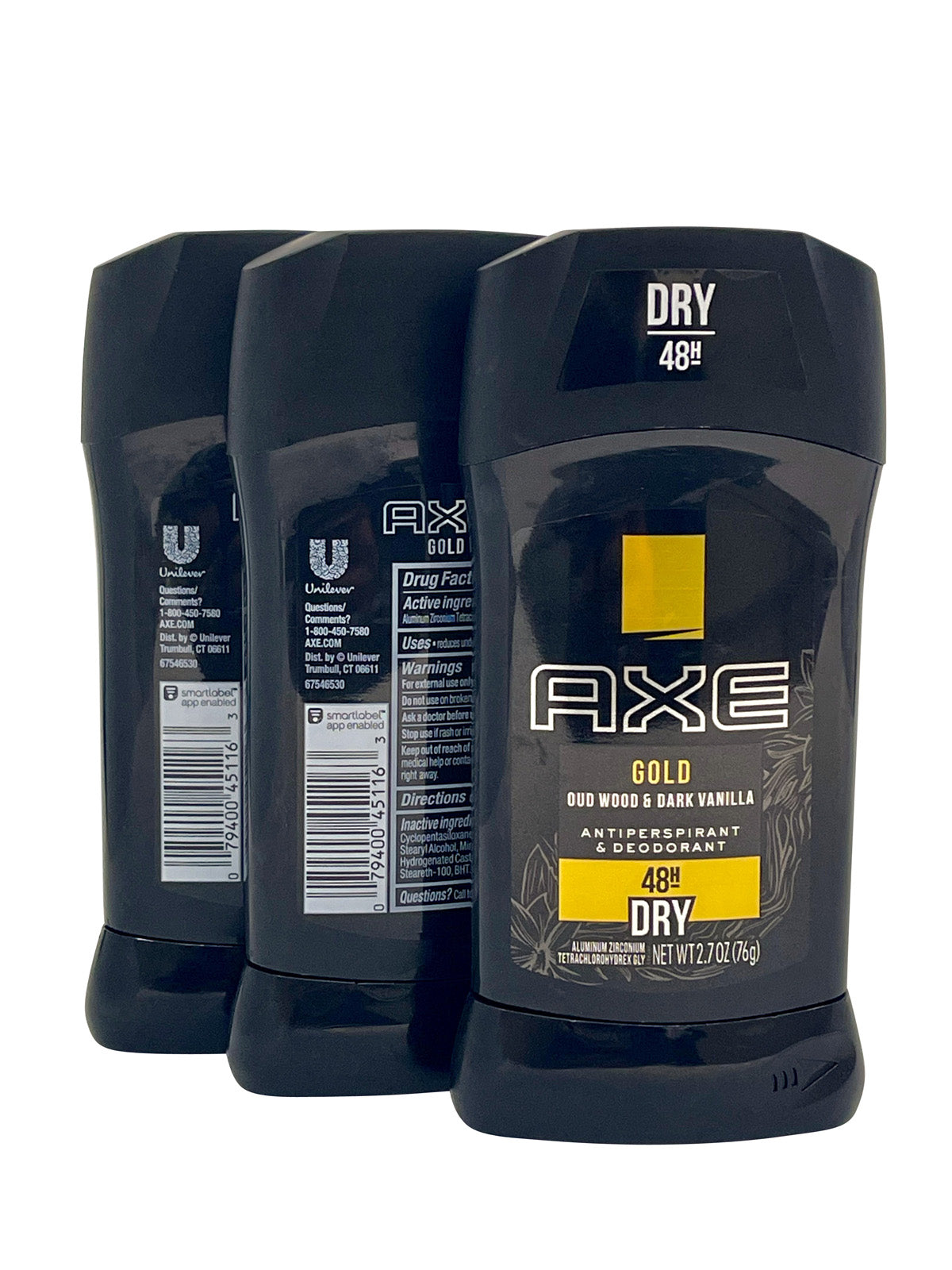 AXE Gold Oud Wood & Dark Vanilla Antiperspirant & Deodorant 2.7 OZ Set of 3