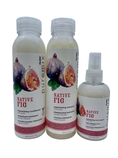 Rusk Pure Mix Native Fig Replenishing Shampoo & Conditioner 12 OZ Leave In 6 OZ