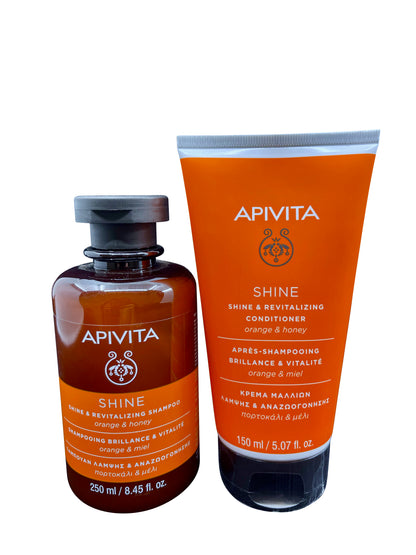 Apivita Shine & Revitalizing Shampoo 8.45 OZ & Conditioner 5.07 OZ Set