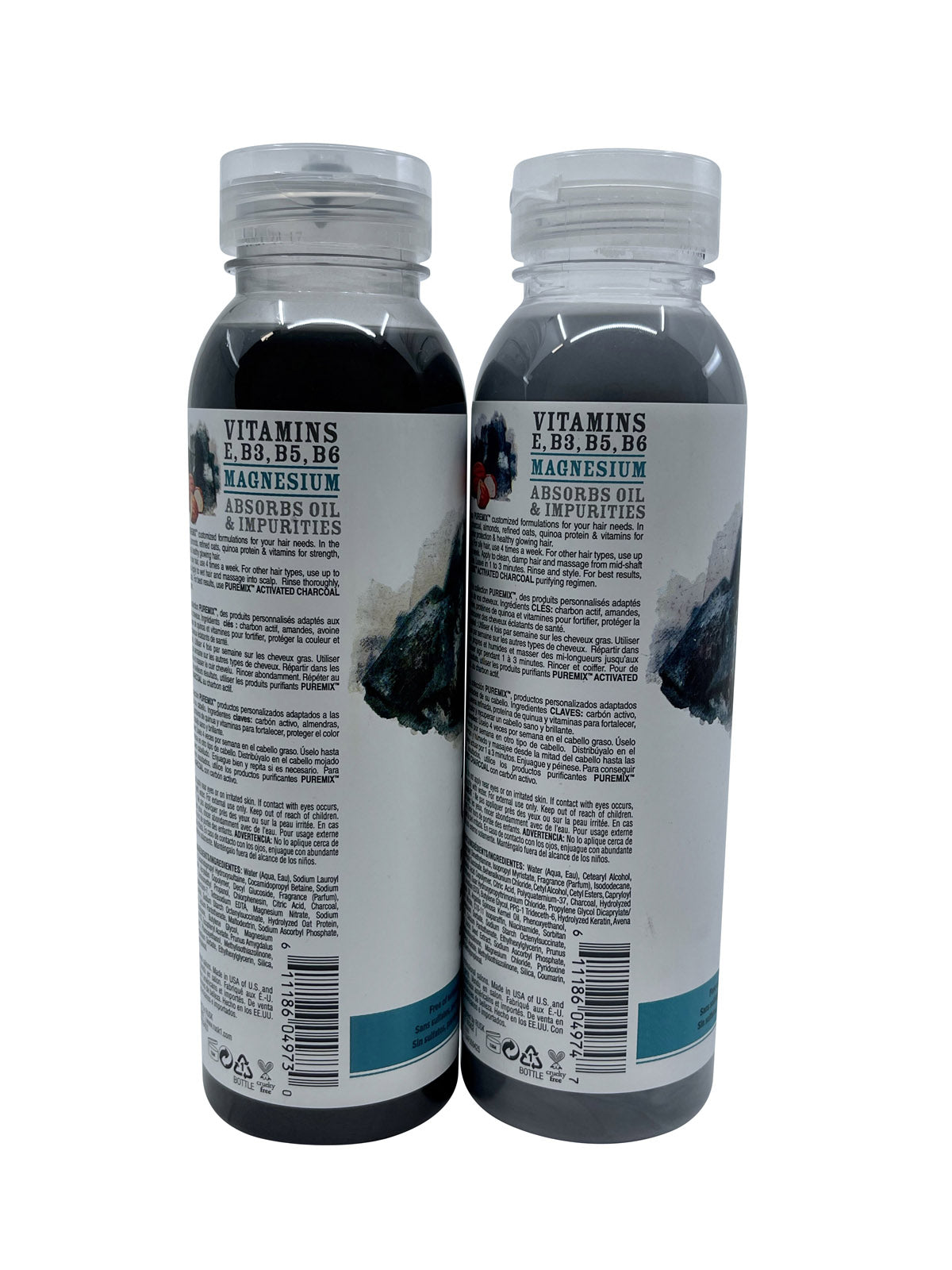 Rusk Pure Mix Activated Charcoal Purifying Shampoo & Conditioner Set 12 OZ Each