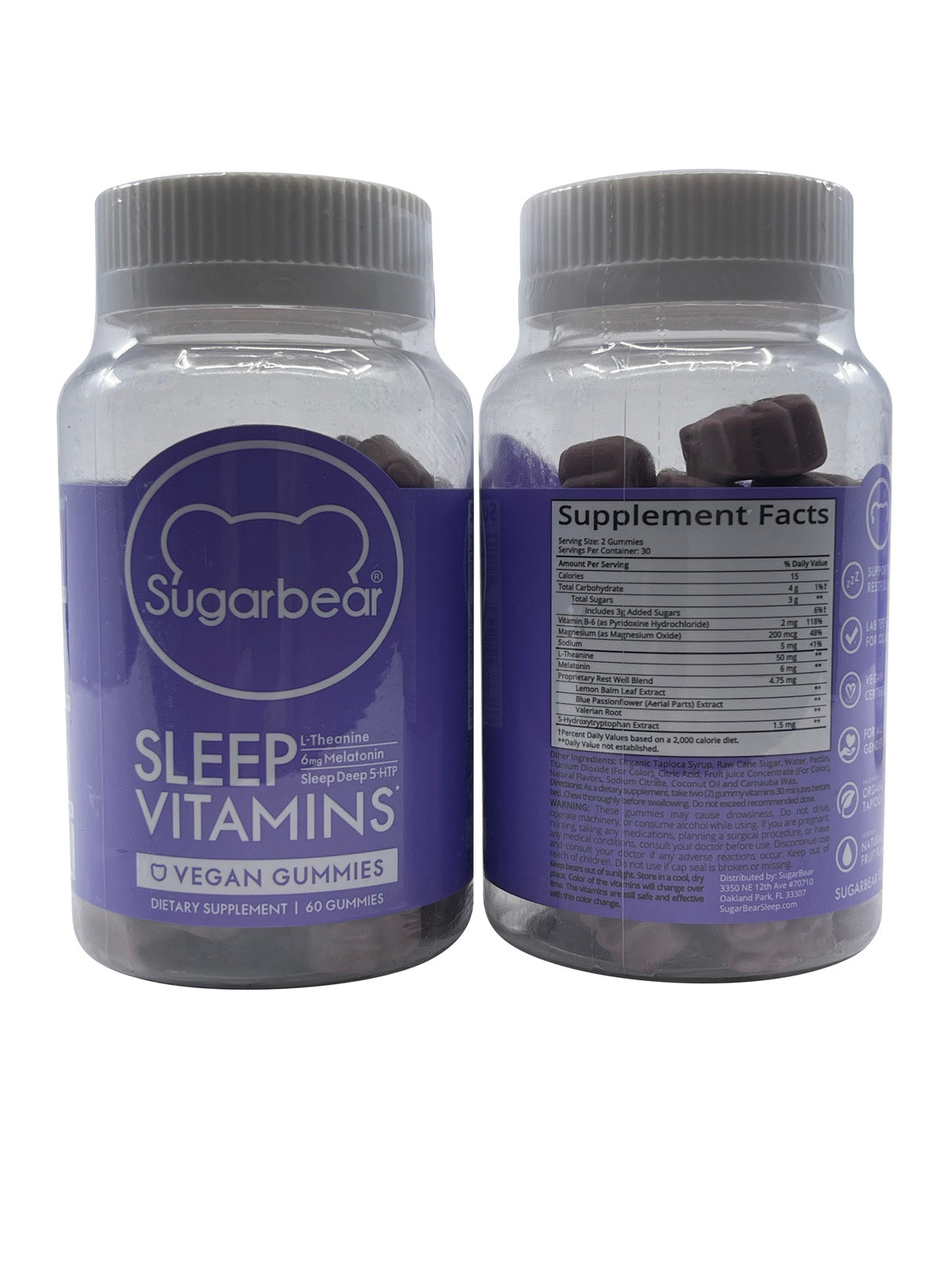 Sugarbear Sleep Vitamins Vegan Gummies 60 Gummies Set of 2