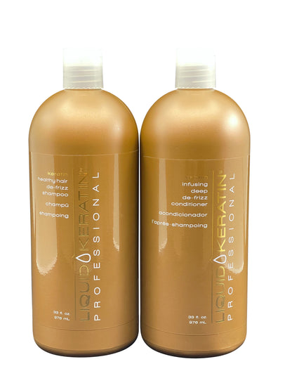 Liquid Keratin De Frizz Shampoo & De Frizz Conditioner Set 33 OZ Each