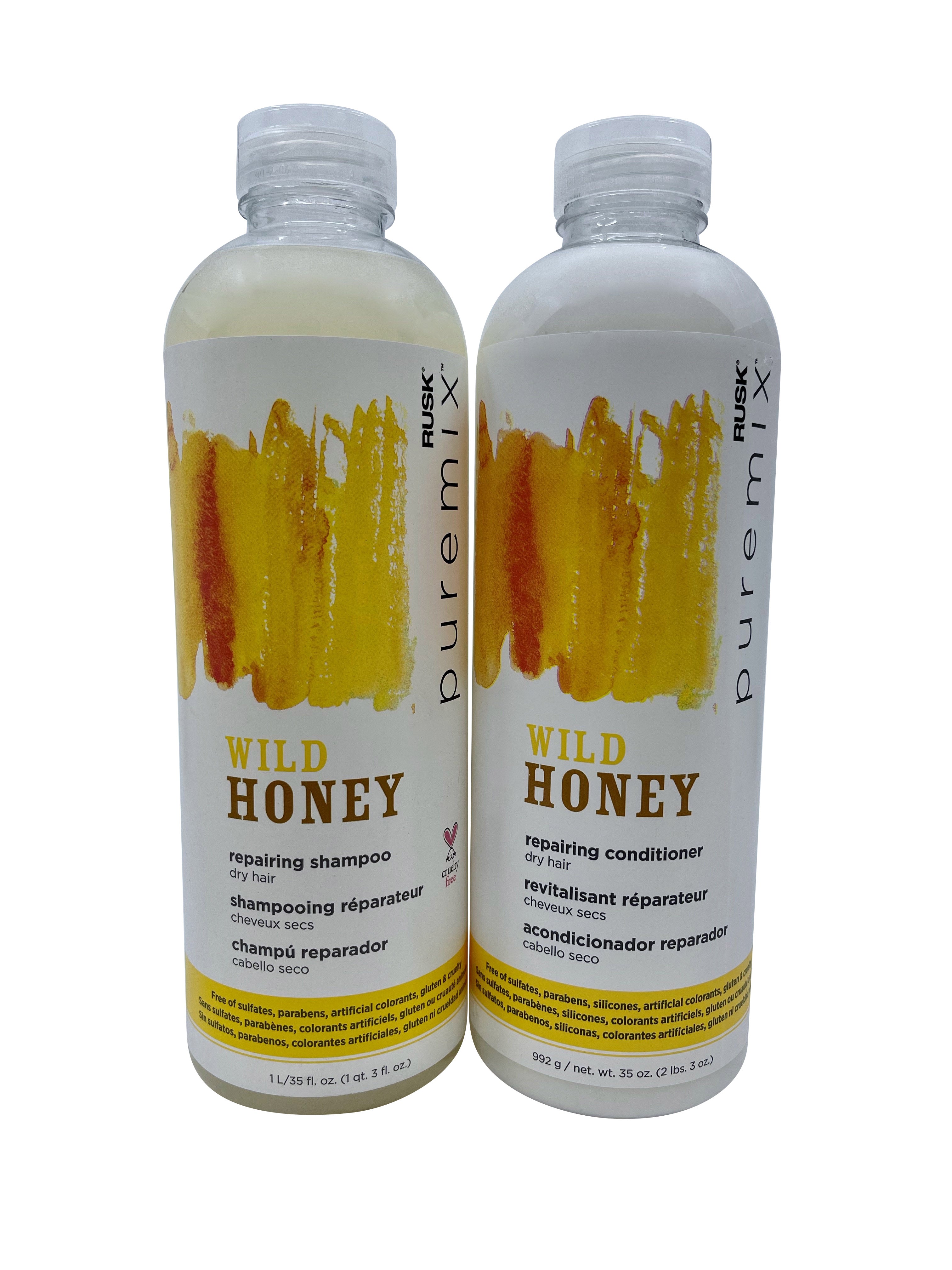 Rusk Pure Mix Wild Honey Repairing Shampoo & Conditioner Set Dry Hair 35 OZ Each