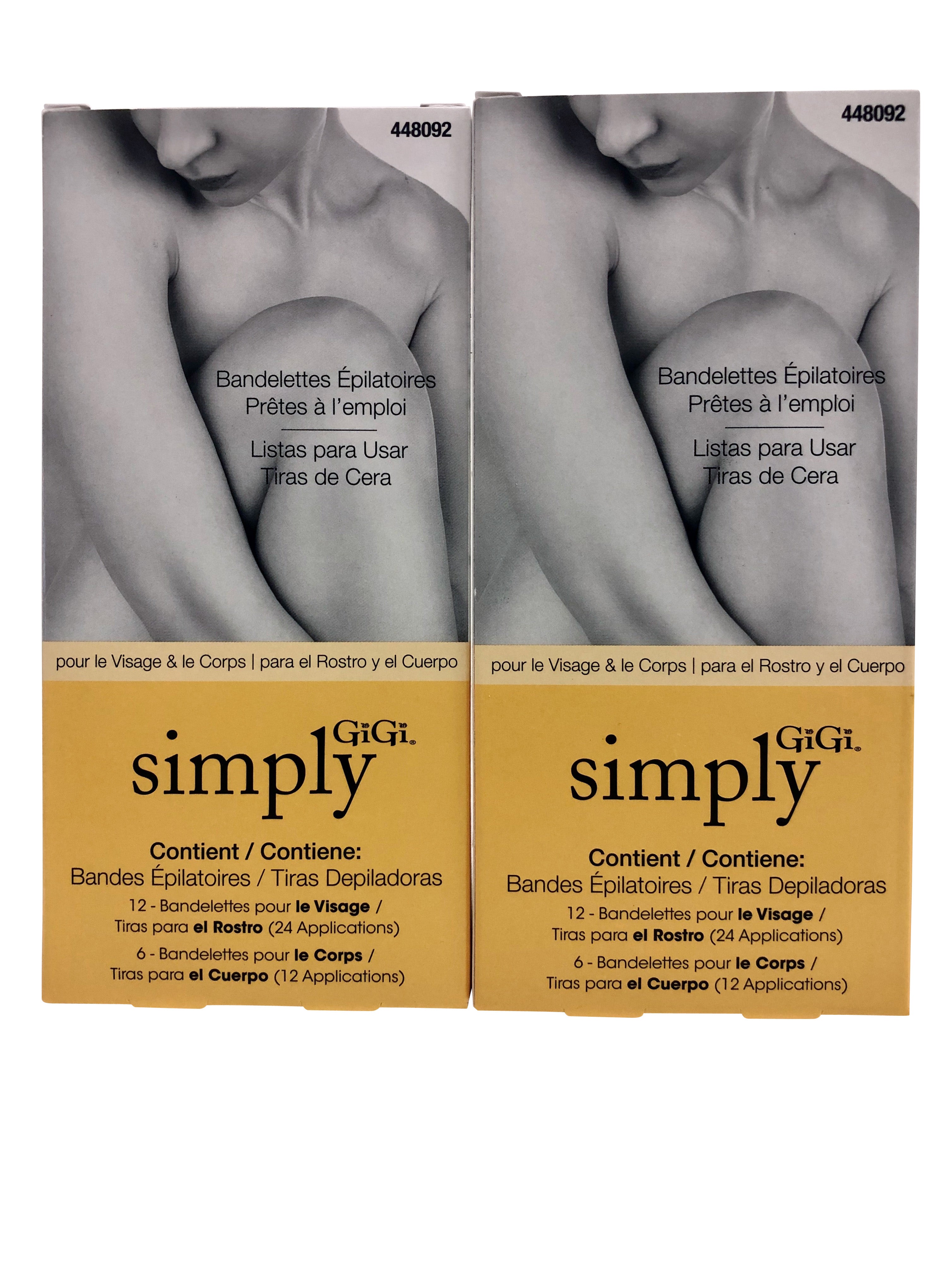 GiGi Simply Ready to Use Wax Strips 12 Strips Pack of 2