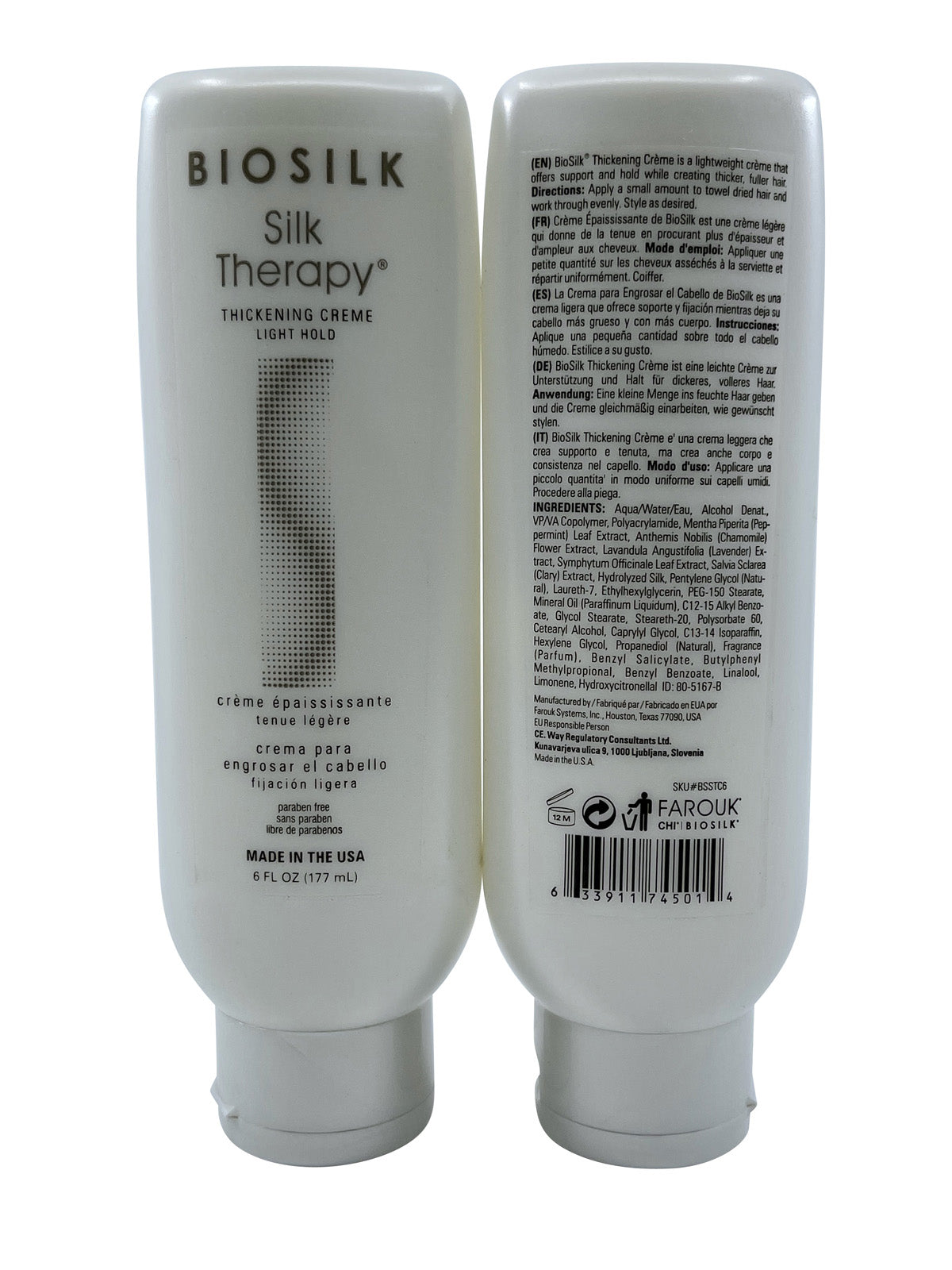 Biosilk Silk Therapy Thickening Cream Light Hold 6 OZ Set of 2