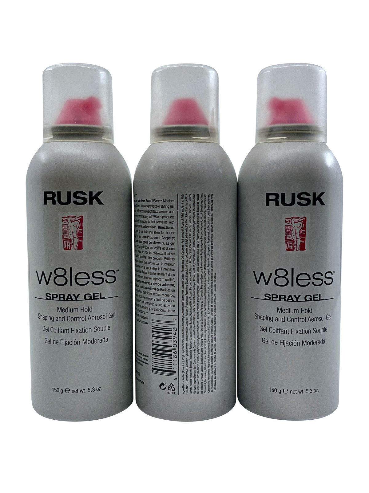 Rusk W8less Spray Gel Medium Hold 5.3 OZ Set of 3