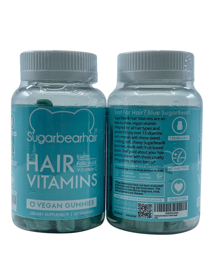 Sugarbearhair Hair Vitamins Vegan Gummies 60 Gummies Set of 2