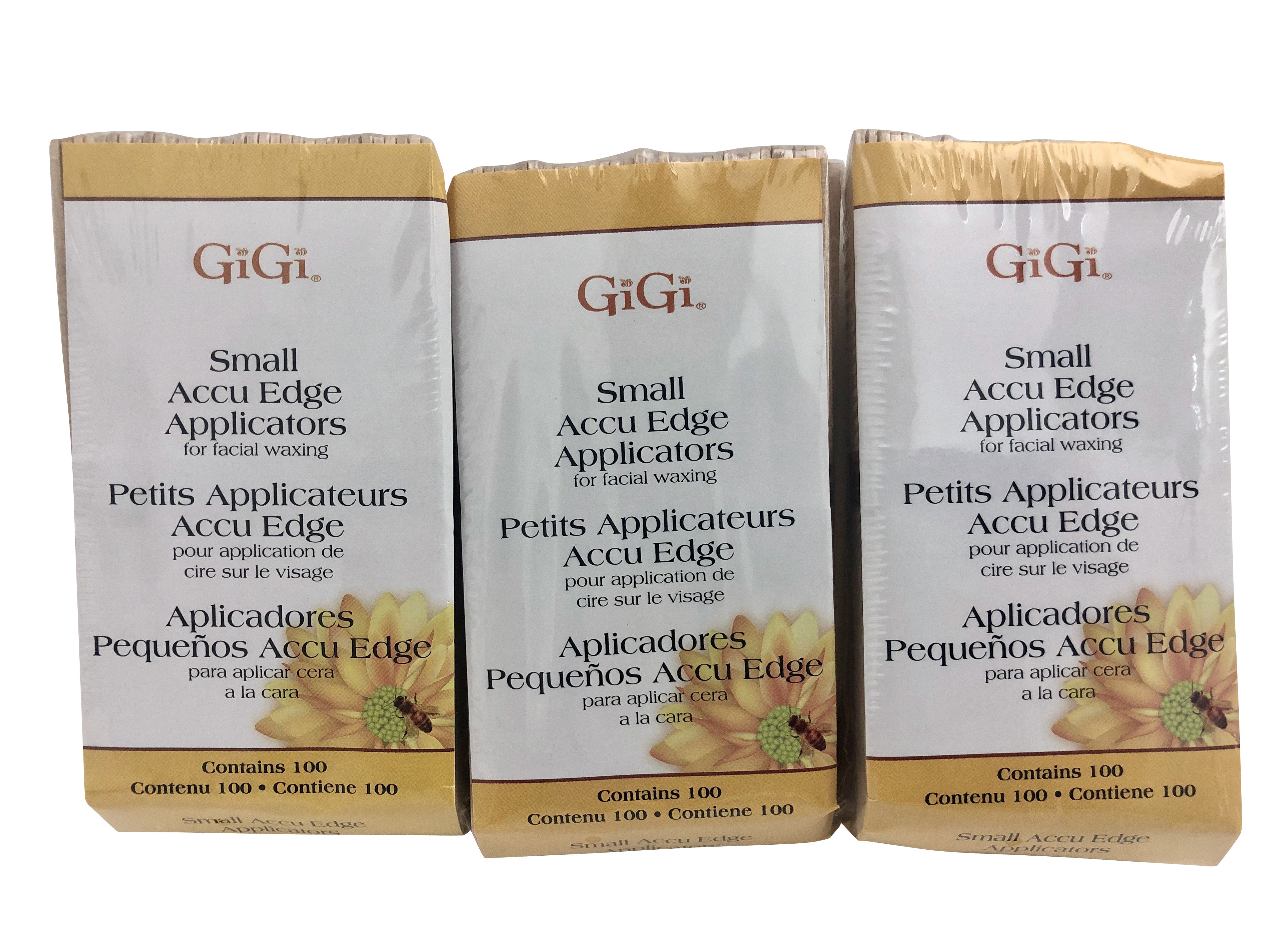 GiGi Small Accu Edge Applicators for Facial Waxing 100 CT Pack of 3