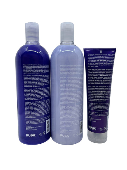 Rusk Deep Shine Platinum X Shampoo & Conditioner 33.8 OZ Repair Treatment 8.5 OZ