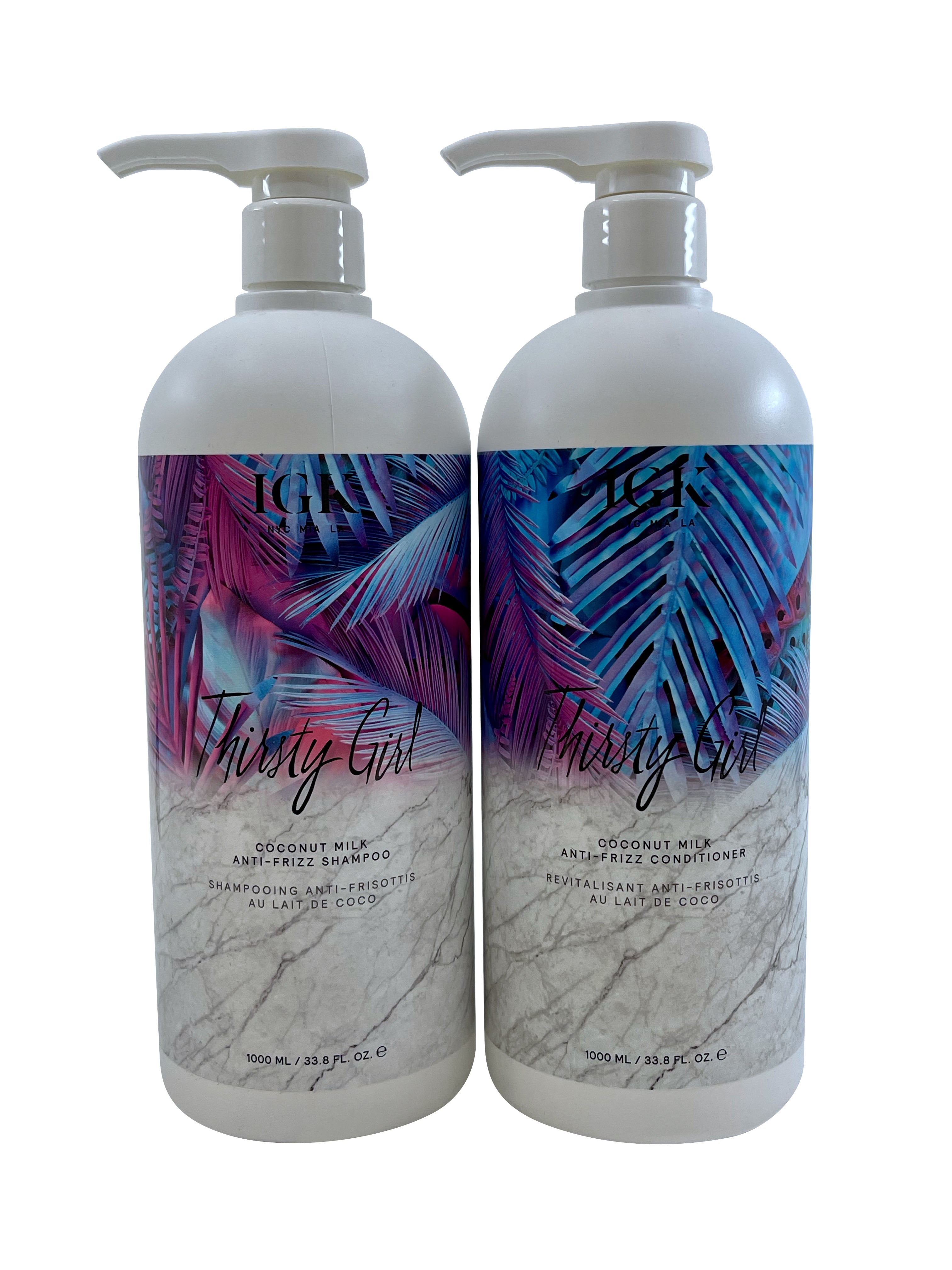 IGK Thirsty Girl Coconut Milk Anti Frizz Shampoo & Conditioner Set 33.8 OZ Each