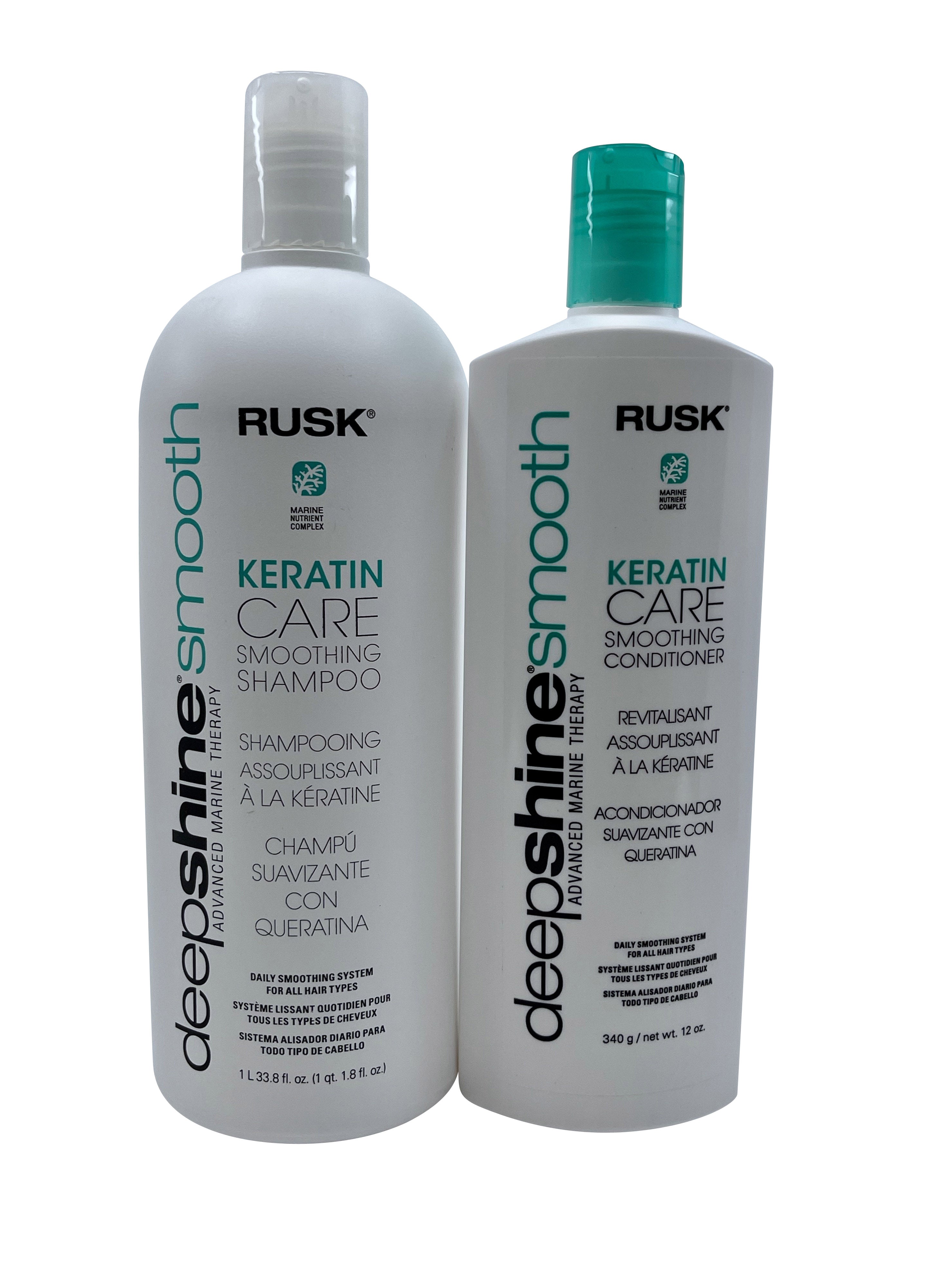 Rusk Keratin Care Smoothing Shampoo 33.8 OZ & Conditioner 12 Oz