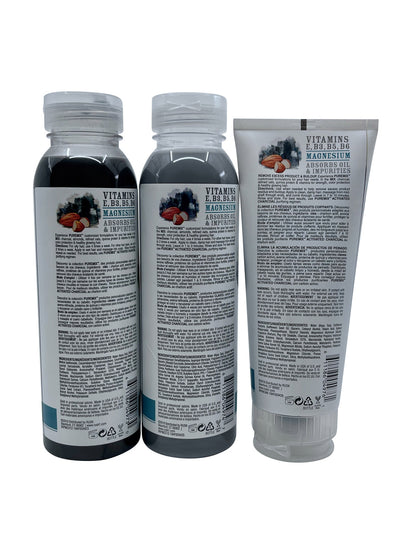 Rusk Pure Mix Charcoal Purifying Shampoo & Conditioner 12 OZ Each & Mask 6 OZ