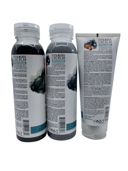 Rusk Pure Mix Charcoal Purifying Shampoo & Conditioner 12 OZ Each & Mask 6 OZ