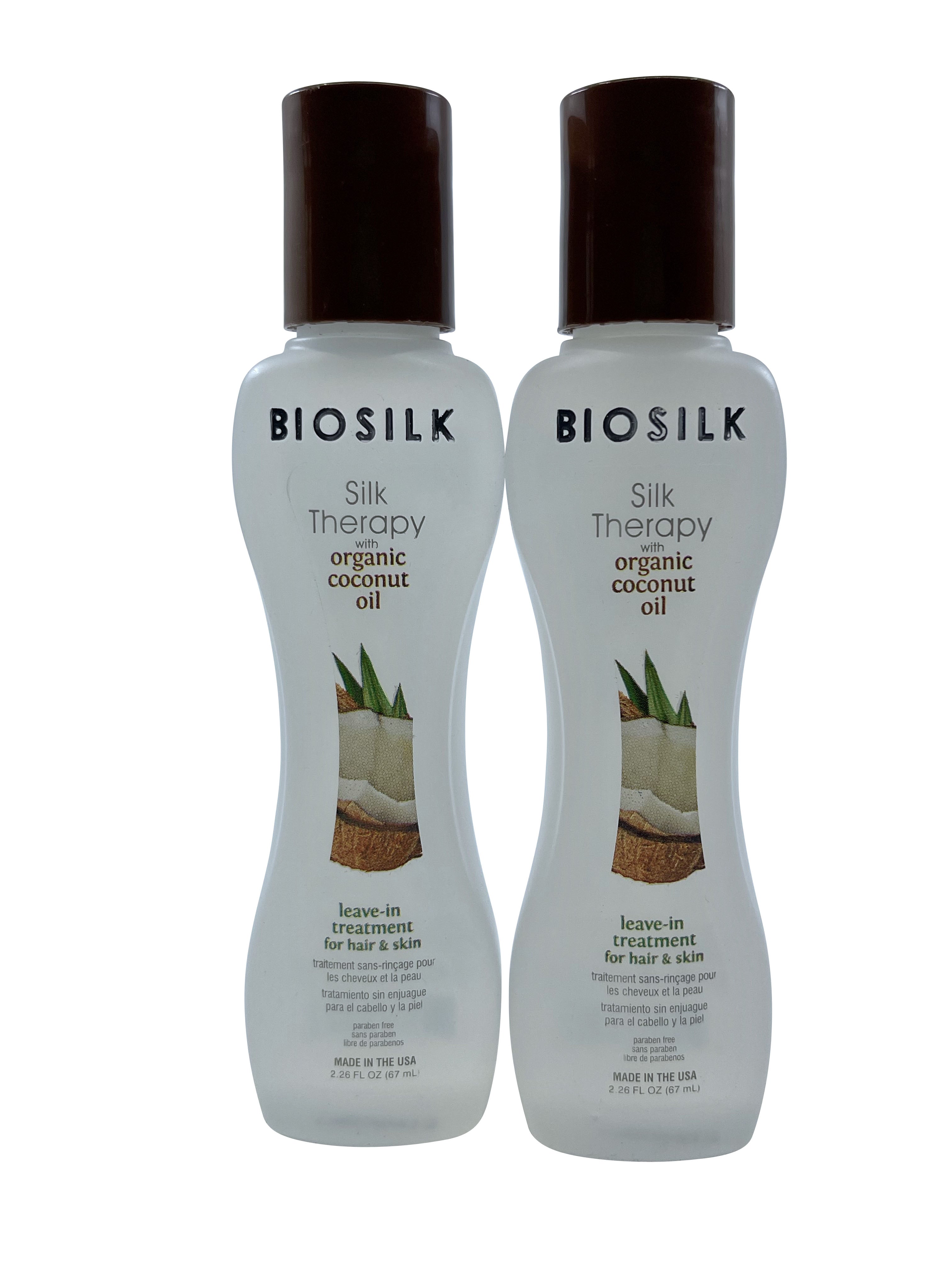 Biosilk Silk Therapy Leave In Treatment Coconut Oil Hair & Skin 2.26 OZ Set of 2