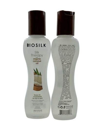 Biosilk Silk Therapy Leave In Treatment Coconut Oil Hair & Skin 2.26 OZ Set of 2