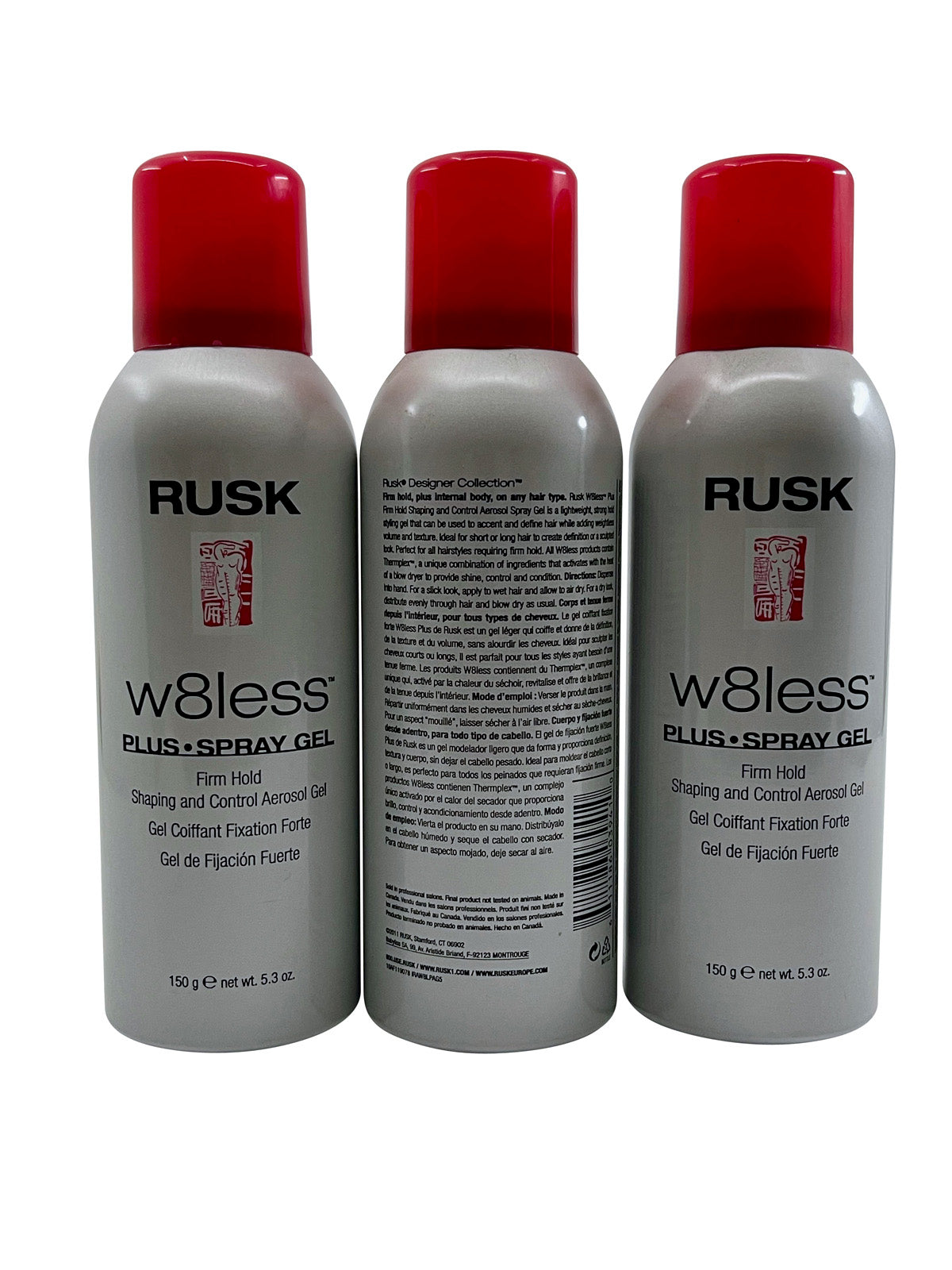 Rusk W8less Spray Gel Firm Hold 5.3 OZ Set of 3