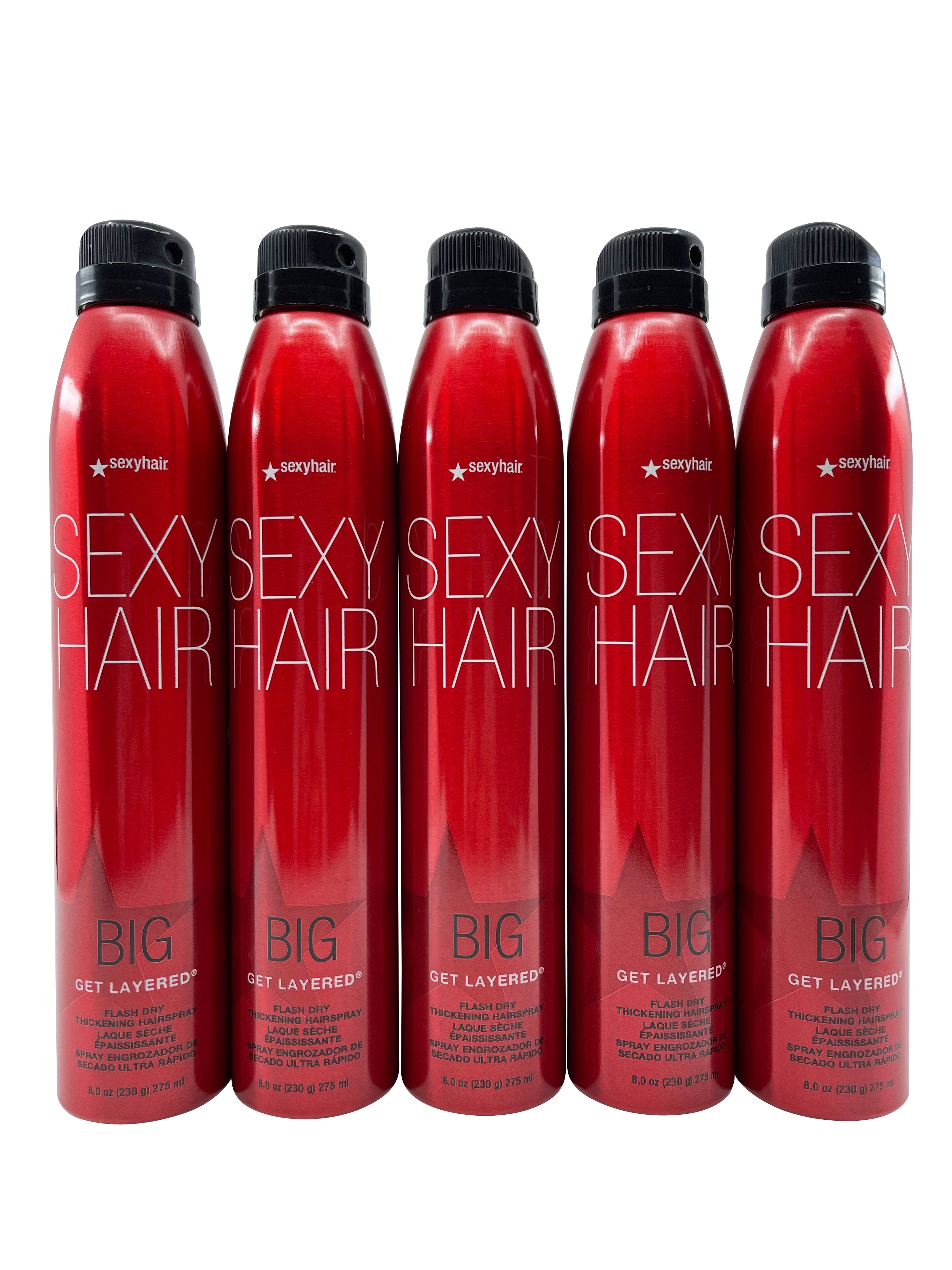 Sexy Hair Big Get Layered Flash dry Thickening Hairspray 8 OZ Set of 5