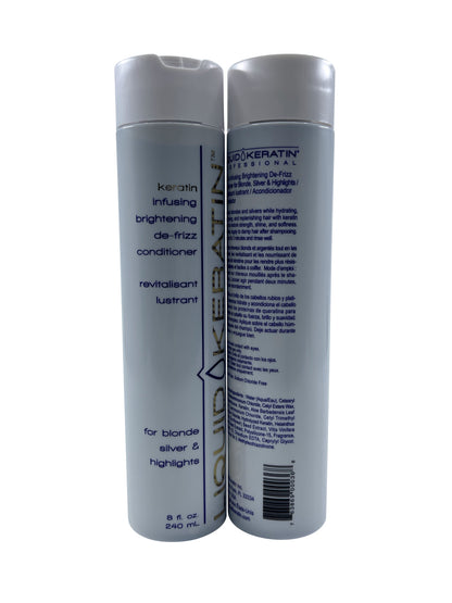 Liquid Keratin Keratin Infusing Brightening De Frizz Conditioner 8 OZ Set of 2